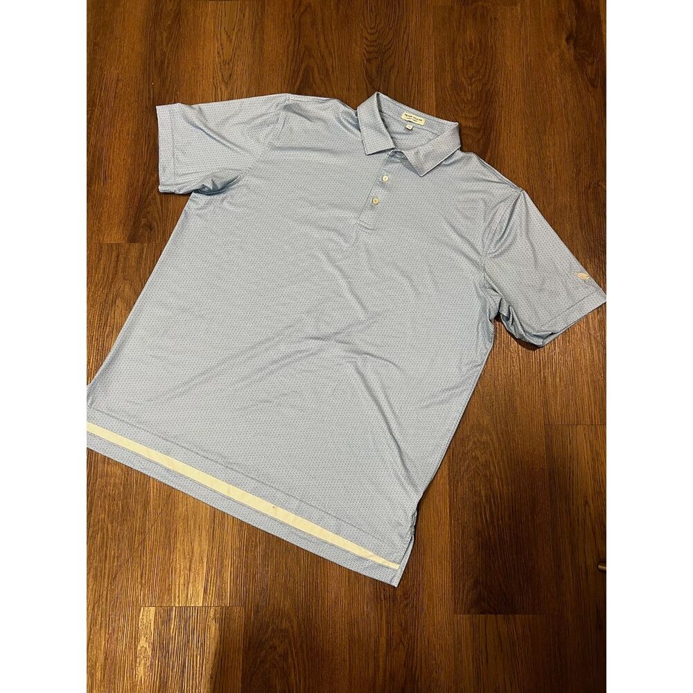 Peter Millar Summer Comfort Mens Golf Polo Shirt Light Blue Pattern XL